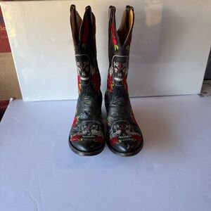 Old Gringo Black and Red Floral Heeled Boots